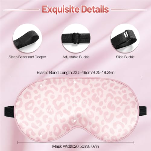 Silk Sleep Mask, Blackout Eye Mask for Sleeping with Adjustable Strap | Light-blocking Blindfold for Men & Women Pressure-Free, Soft Eye Cover Eyeshade for Side Sleeper, Travel (Pink Leopard) - color: Pink Leopard