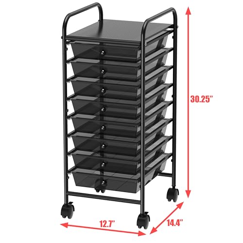 Simple Houseware 8 Drawers Rolling Utility Cart Art Craft Storage, Black - color: Black, size: 8 Drawers