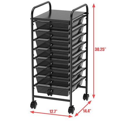 Simple Houseware 8 Drawers Rolling Utility Cart Art Craft Storage, Black - color: Black, size: 8 Drawers