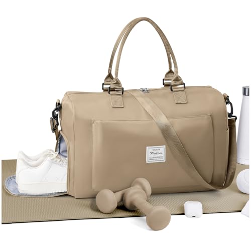 Travel Duffel Bag Weekender Bags for Women Carry On Gym Tote Bags Khaki | Duffle Bag with Shoe Compartment Carry On Overnight Bag with Wet Pocket Personal Item Travel Bag for Trip Hospital Bag - color: G3-Khaki