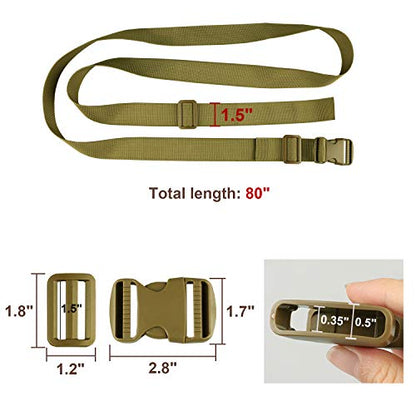MAGARROW 65" 1.5" Utility Straps with Buckle Adjustable, 4-Pack (Tan (4-PCS)) - color: Tan, size: 1.5 in x 5.4 ft