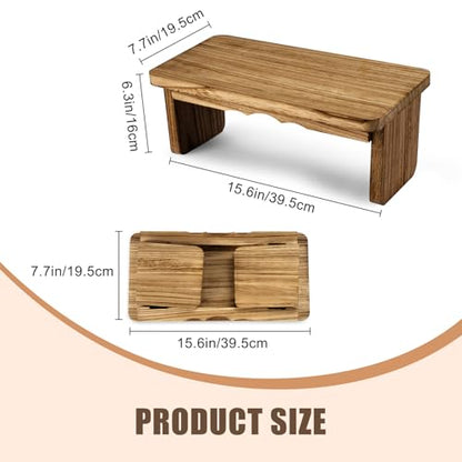 Meditation Bench Kneeling Stool Foldable Wooden Prayer Seat | foldable wooden meditation bench, kneeling prayer stool, ergonomic angled seat, lightweight portable, yoga mindfulness - color: Dark Wood