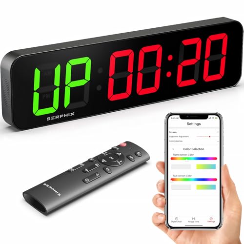 15.2" Gym Timer, App & Remote Control, Customizable LED Colors, Gym Clock