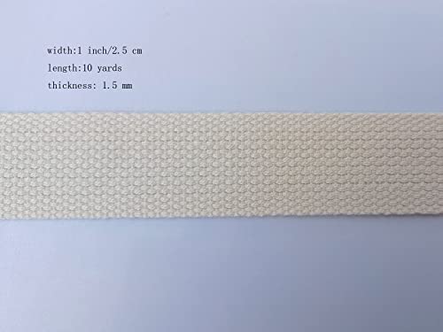 1 Inch Cotton Webbing 10 Yards Cotton Strap for Tote Canvas Bags Crafts Sewing (2049 Beige) - color: 2049 Beige