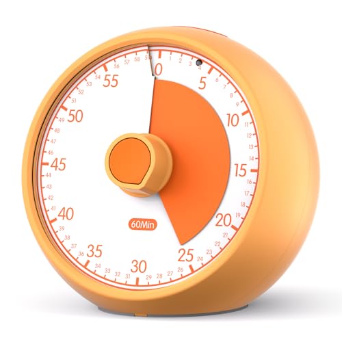 Visual Timer for Kids 60-Minute Countdown Timer with Optional Alarm, Focus Tool for ADHD & Autism, Time Management for Homework, Chores, Office, Kitchen, Teaching & Study Routines (Orange) - color: Orange