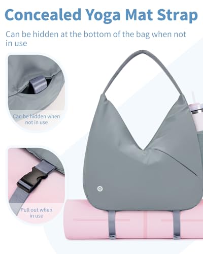 Ceneda Large Gym Bag for Women with Hidden Yoga Mat Holder & Shoe Compartment & Wet Pocket, Sports Duffle Bag for Travel - color: Celadon