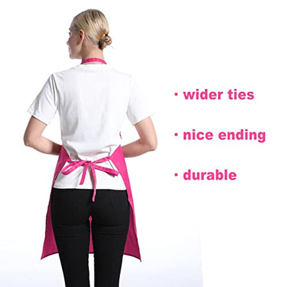 Pink Plain Bib Aprons Bulk for Women Men Adult with 2 Front Pockets (Hot Pink,15pcs), 60x70cm - color: Hot Pink-15pcs
