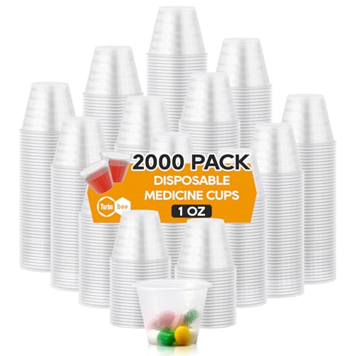 Turbo Bee Disposable Medicine Cups (1 oz) 2000 Pack,Small Plastic Measuring Cups for Medical Purposes, or Mixing and Measuring Resin, Epoxy, DIY Arts, Paint - color: 1OZ-2000PACK