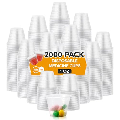 Turbo Bee Disposable Medicine Cups (1 oz) 2000 Pack,Small Plastic Measuring Cups for Medical Purposes, or Mixing and Measuring Resin, Epoxy, DIY Arts, Paint - color: 1OZ-2000PACK