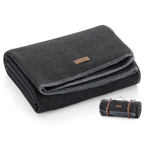 Molithe 100% Wool Blanket, 62" x 86", Warm, Thick, Military, Camping Gear - color: Gray, size: Large