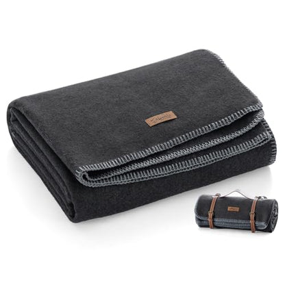 Molithe 100% Wool Blanket, 62" x 86", Warm, Thick, Military, Camping Gear - color: Gray, size: Large