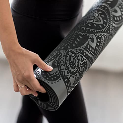 YOGA DESIGN LAB | The Infinity Mat | Luxurious Non-Slip Design Provides Unparalleled Grip to Support and Align You Beautifully | Eco-Friendly | w/Carrying Strap! - color: Mandala Charcoal, size: 5mm