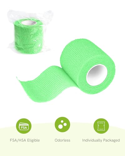 FriCARE Self Adhesive Bandage Wrap, Medical Tape in First Aid Kit | Elastic Cohesive Bandages for Sports/Vet/Wrist Ankle Wounds, 2 Inches X 5 Yards, Latex-free 6 Rolls, Velvet Mint - color: Velvet Mint