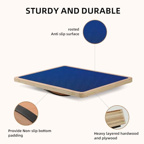 Juoe 360° Balance Board Wobble Board, Up to 350 LBS for Physical Therapy - color: 360° Rotation-Blue