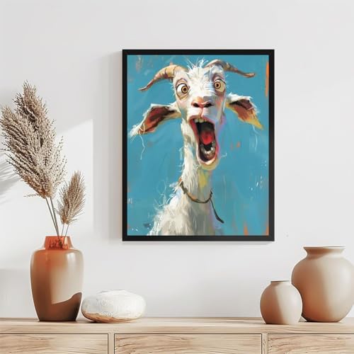Diamond Art Kits for Adults,Funny Animals Diamond Painting Kits 12X16 Inch | 5D Diamond Art Paintings for Beginners,Round Full Drill Diamond Dot Tools Kit,Extra Diamonds,Stress Relief Craft,DIY Gift - color: Abstract Goat-0305