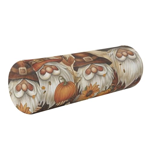 Bolster Pillow Neck Pillow Round Soft Health Memory Foam Pillows Long Cylindrical Body Pillow with Removable Cover Cute Back Yoga Gnomes Maple Leaf 17" x 5.5" - color: Gnomes Maple Leaf
