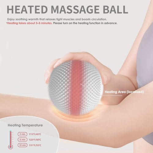 Heating Vibrating Massage Ball with 7 Modes & Memory Function | Electric Massage Ball with Recessed Button Design for Myofascial Release, Deep Tissue & Trigger Point Therapy (Gray) - color: Gray