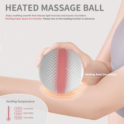 Heating Vibrating Massage Ball with 7 Modes & Memory Function | Electric Massage Ball with Recessed Button Design for Myofascial Release, Deep Tissue & Trigger Point Therapy (Gray) - color: Gray