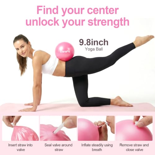 Home Pilates Ring and Ball Set for Women with 5 Resistance Bands 13 inch Magic Circle Workout Starter Kit for Beginners Full Body Toning 15 Min Daily Routine - color: All Pink
