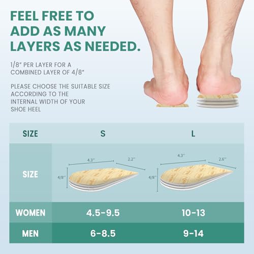 Heel Lift Inserts for Women Shoes - Welnove Adjustable Orthopedic Shoe Lifts for Uneven Legs - Gel Heel Inserts for Leg Length Discrepancy Heel Pain Heel Spur - Heel Wedge Pads (Size L, 4 Layers) - size: 4 Layers: L - Women's 10-13丨Men's 9-14