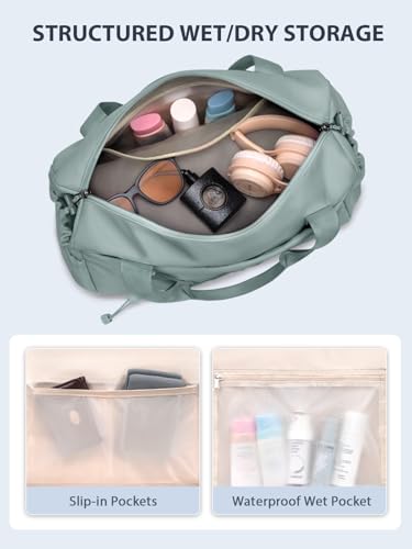 RHDZO Small Gym Bag for Women with Yoga Mat Holder and Wet Pocket, Green - color: Green