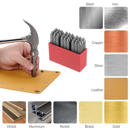 HARFINGTON 27pcs Letter Stamp Set 1/16" 1.5mm High Tool Steel A-Z & Punch Press Tools Metal Stamps Set Hammer Hand Punch for Metal Plastic Wood Leather Brass Stamping - size: 1.5mm
