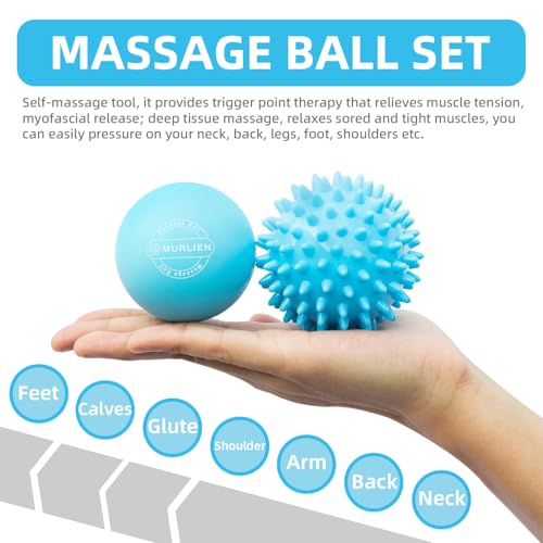 Massage Ball Set, Spiky Ball & Lacrosse Ball for Body Massage, Muscle Relief, Deep Tissue, Myofascial Release, Massager for Neck, Shoulder, Back, Foot or Muscle Tension (Blue) | Muscle Relief, Deep Tissue, Myofascial Release, Massager for Neck, Shoulder,