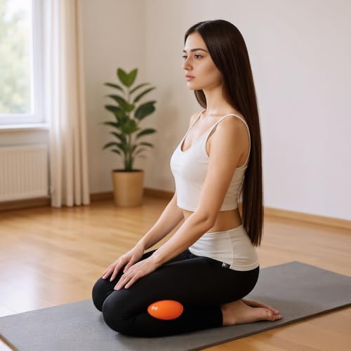 Yoga Massage Ball Smooth Ball – 4 inches Adjustable Firmness Massage Roller Balls for Back, Neck & Floor Therapy – Gentle Deep Muscle Relief for Sensitive Soft Tissue (red) - color: Red