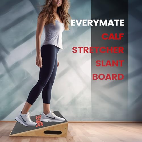 EVERYMATE Slant Board Calf Stretcher, Non-Slip Heel Elevated Squat Wedge Block for Weightlifting and Calf Stretching, Knees Over Toes Equipment 1000LB - color: Slant Board-1