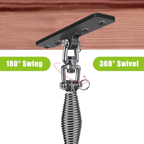 Dolibest Hanging Kits Hammock Chair Hardware, Heavy Duty Swing Hanger with Spring (6MM) for Indoor Outdoor Playground Hanging Chair Hammock Chair Punching Bags, 4 Screws, 4 Expansion Screws - color: Swing Hanger With Spring-1