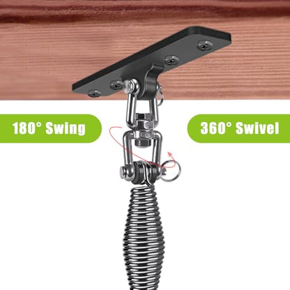 Dolibest Hanging Kits Hammock Chair Hardware, Heavy Duty Swing Hanger with Spring (6MM) for Indoor Outdoor Playground Hanging Chair Hammock Chair Punching Bags, 4 Screws, 4 Expansion Screws - color: Swing Hanger With Spring-1