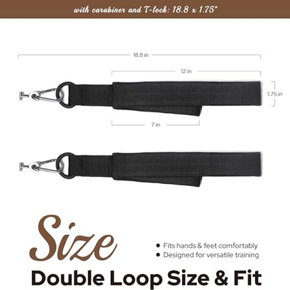 Pilates Loops Compatible with Tonal Smart Home Gym | Double Loop Pilates Straps for Reformer Machine, Soft Padding, Pilates Accessories with T Lock Attachments 2PCS - color: Black