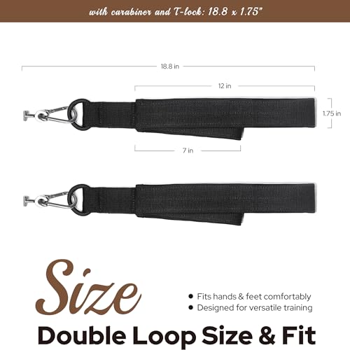 Pilates Loops Compatible with Tonal Smart Home Gym | Double Loop Pilates Straps for Reformer Machine, Soft Padding, Pilates Accessories with T Lock Attachments 2PCS - color: Black