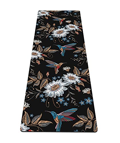 nuveti Yoga Mat Print Extra Thick TPE Non Slip Fitness Exercise Mat with Carrying Bag,72"x24" Extra Thick 6MM Exercise & Workout Mat for Yoga, Pilates Fitness and Floor Exercises - color: Bird
