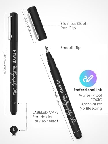 KEMYR 22 Sizes Black Fineliner Micro Drawing Pens, Waterproof Pigment Ink | Archival Ink,AP Certified,Calligraphy Pens with Case for Illustration,Journaling,Sketching,Manga,Artists And Beginners - color: Black Calligraphy&Micro Pens 22 Sizes 0.03mm-L, sty