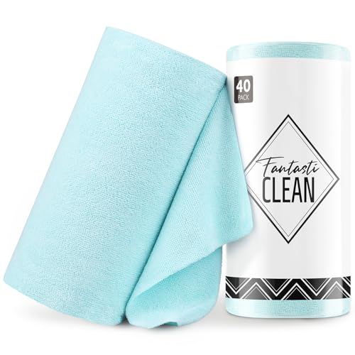 Fantasticlean Microfiber Cleaning Cloth Roll- 40 Sheets, 12" x 12" (Blue) - color: Blue, size: 40 pack