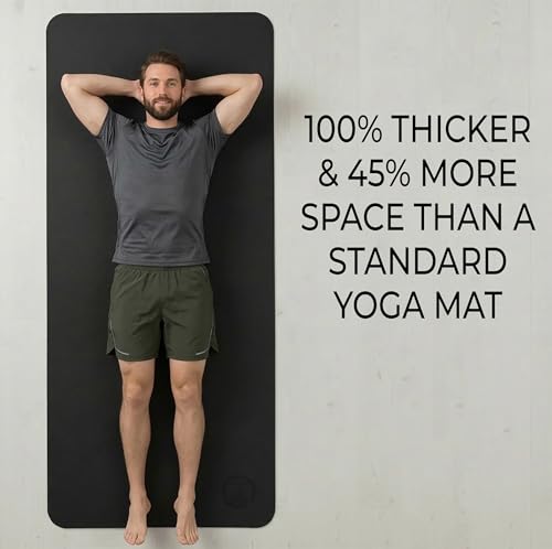 Extra Large Yoga Mat XL, Wide and Long, Extra Thick Non Slip Exercise Mat | For tall men and women, lightweight and easy to carry, full-body workout room, secure grip, comfortable floor cushioning - color: Green, size: 10mm