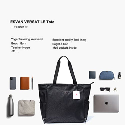 ESVAN Yoga Mat Bag Yoga Tote Carrier Shoulder Bag Carryall Tote for Office,Yoga,Pilates,Travel,Beach and Gym - color: A Black