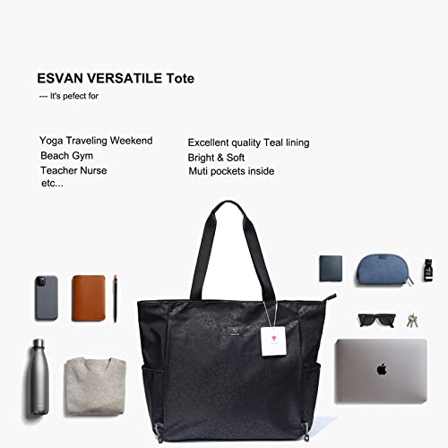 ESVAN Yoga Mat Bag Yoga Tote Carrier Shoulder Bag Carryall Tote for Office,Yoga,Pilates,Travel,Beach and Gym - color: A Black