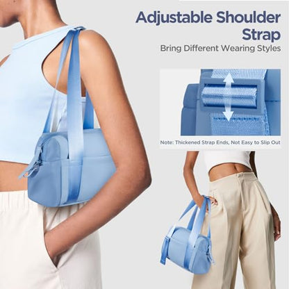 Mini Gym Bag for Women Girls Small Gym Tote Bag with Wet Compartment Waterproof Travel Duffle Bag Cute Workout Sport Bag - color: Blue-12in
