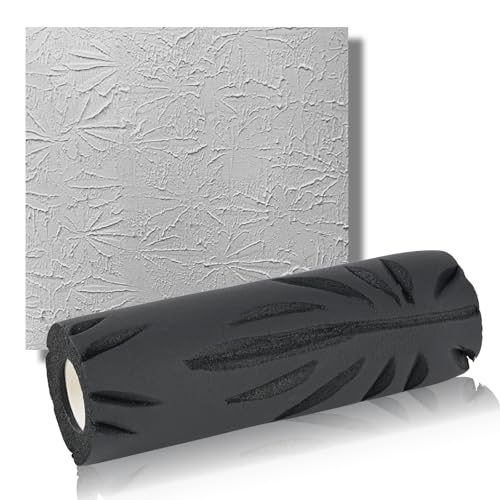 Jayen 9" Drywall Texture Roller, Crow's Foot Pattern Paint Applicator | Soft Resilient Foam Rubber Creates Consistent Texture Patterns on Walls & Ceilings for DIY Repairs and Renovations