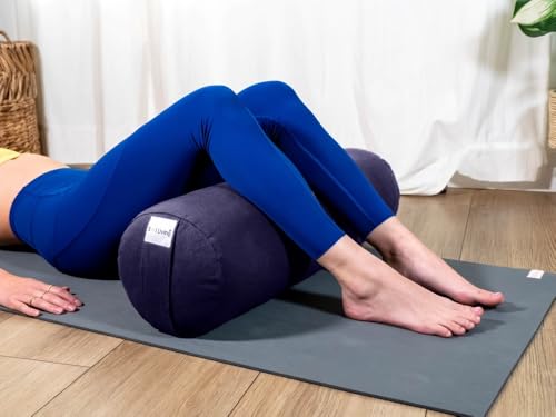 Pranayama Yoga Bolster Meditation Pillow - color: Navy Blue, size: Cylindrical 26" x 8"