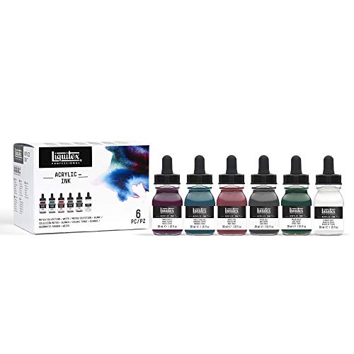 Liquitex Professional Acrylic Ink, 1-oz, Muted Collection, Set of 6 | Ultra Fluid Acrylic, Highly Pigmented, Dye-Free, Non-Fading, Satin Finish, Permanent When Dry, Lightfast - color: Muted Collection