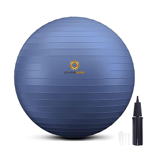 Primasole Exercise Ball for Balance Stability Fitness Workout Yoga Pilates at Home Office & Gym Birthing Ball for Pregnancy, Office Ball Chair - color: Indigo Blue, size: 75 cm