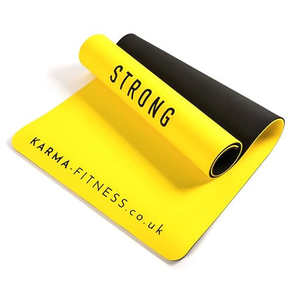 Large Workout Mat - 10mm Extra Thick Exercise Mat & Wide Yoga Mat, 72"x32" - color: Yellow - Printed