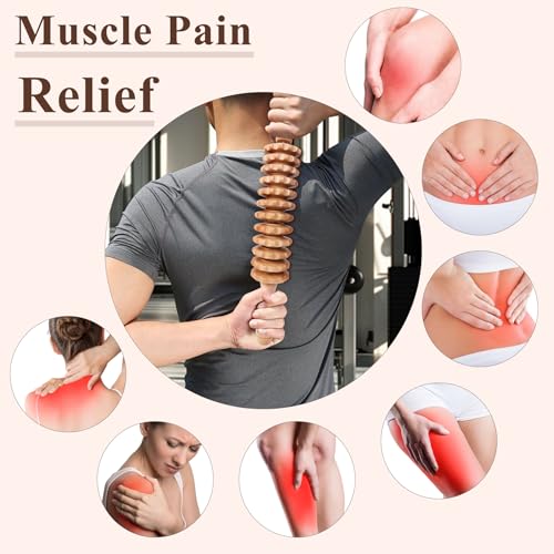 Xokocli Cellulite Massage Tool Wood Therapy Massage Tools Fascia Blaster Cellulite Roller Lymphatic Drainage Massager Deep Tissue Massage Stick for Legs Thighs Muscle Relief Recovery(White 12-Wheel) - color: Nude 12-wheel