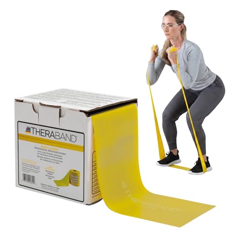 THERABAND Resistance Band, Gold, Max, 25-Yard Roll, Latex-Free, Elastic Band for Exercise, Physical Therapy, Yoga, Pilates, Stretching, Home Workouts, Color-Coded for Easy Resistance Levels - color: Yellow | Light
