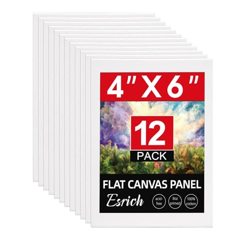 ESRICH 12 Pack 4x6 Inch Small Canvases for Painting, Painting Canvas 4x6 Inch Cotton Primed Acid Free Mini Blank Canvas Panels for Oil Paint,Watercolor,Acrylic Paint, Gouache, Tempera - size: 4x6in-12pack