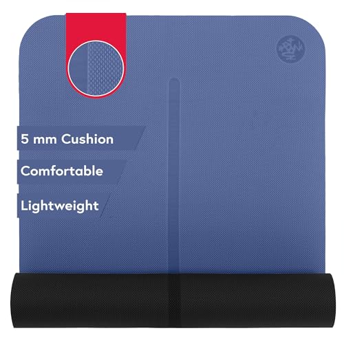Manduka Begin Yoga Mat 68" - 5mm Cushioning | Comfortable, Lightweight & Reversible with Alignment Stripe | Budget-Friendly | 68 x 24 inches - style: Moon Black