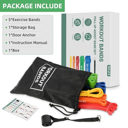 Resistance Bands,Exercise Bands,Workout Bands,Resistance Bands Set for Legs,Pull Up Bands,Stretch Bands for Exercise,Muscle Training, Physical Therapy, Shape Body, Men Women - color: 옐로우, 오렌지, 레드, 그린, 블루